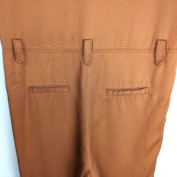 FRNCH Cognac Short Sleeve Button Up Utility One Piece Minimalist Jumpsuit Size S - Picture 8 of 16